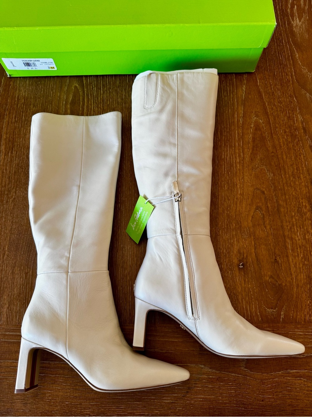 NIB Sam Edelman ivory leather Sylvia tall boots 8 - Picture 4 of 13
